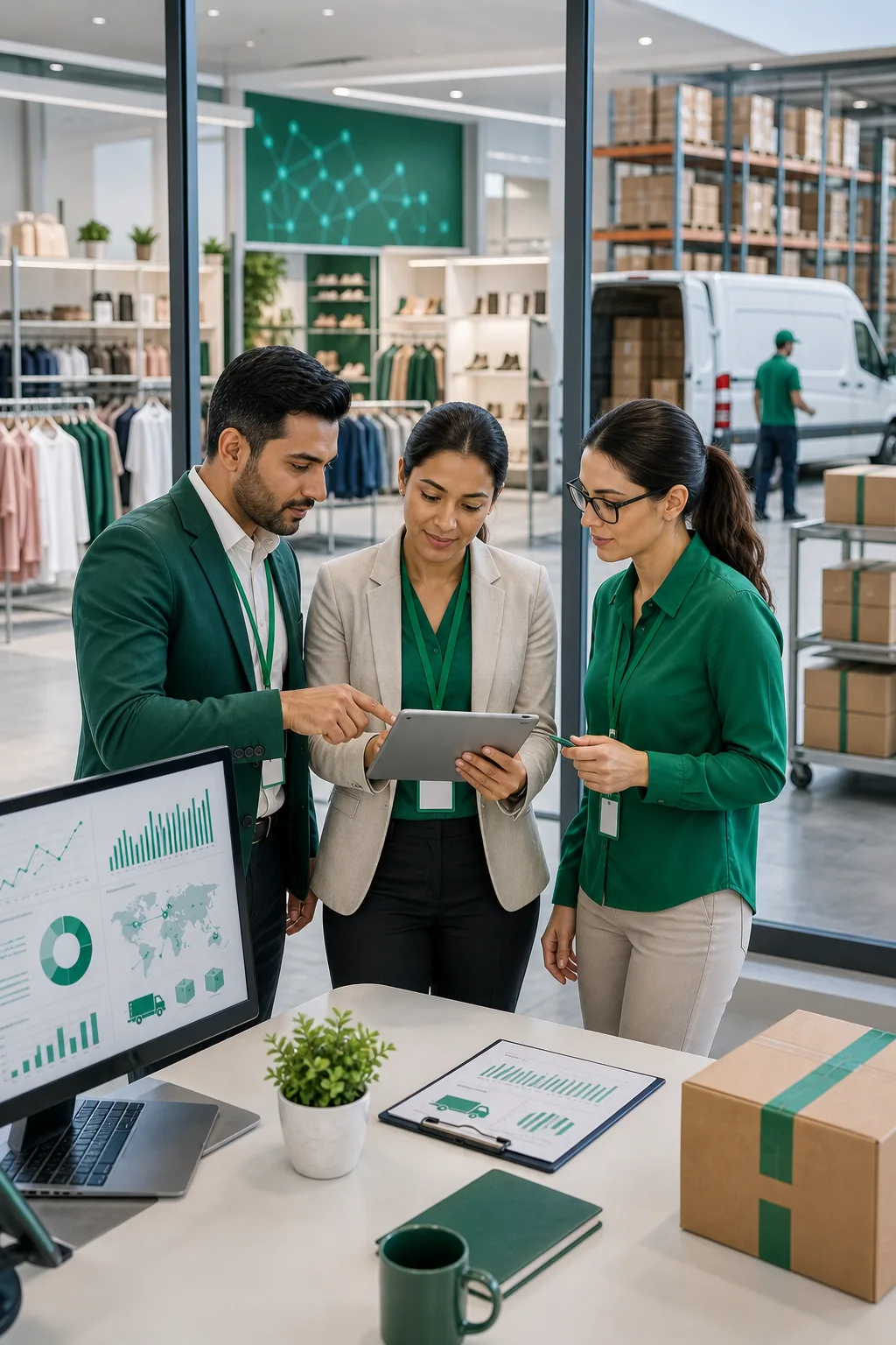 Retail operations team using Makzom AI logistics tools