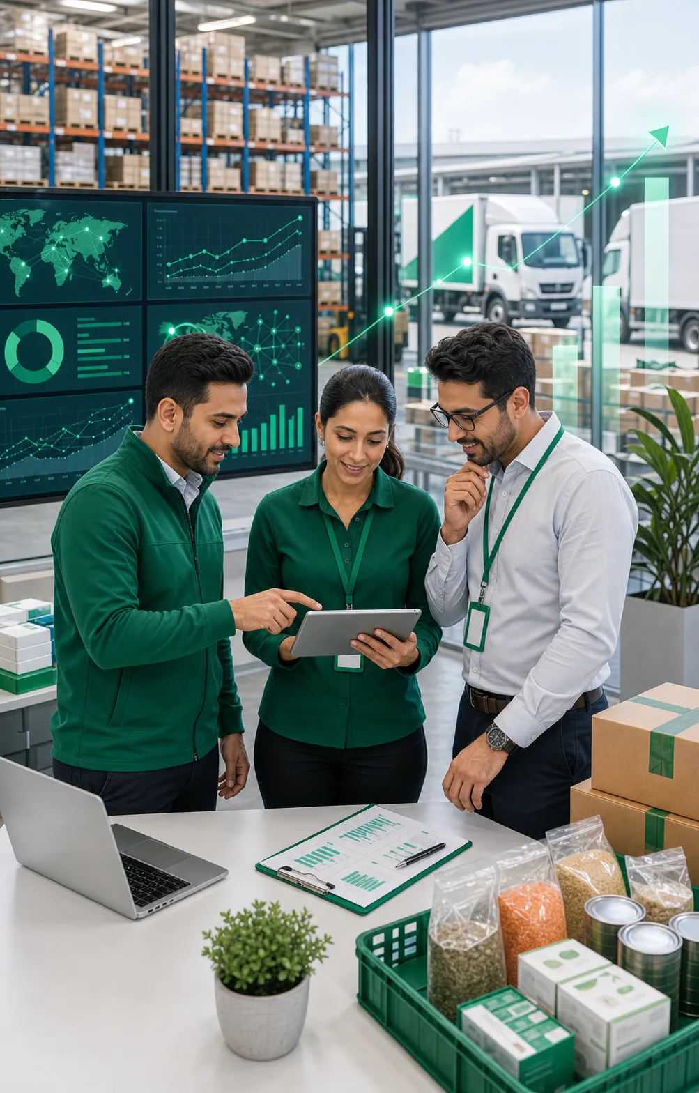 Supply chain team reviewing improved forecasting inventory visibility and risk reduction