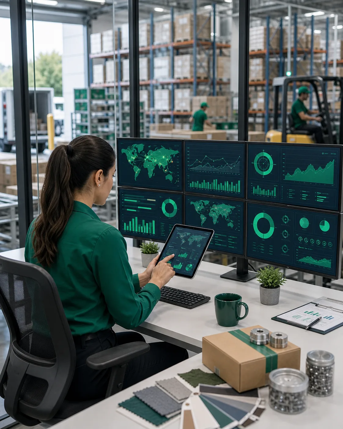 Operations analyst reviewing advanced supply chain analytics features